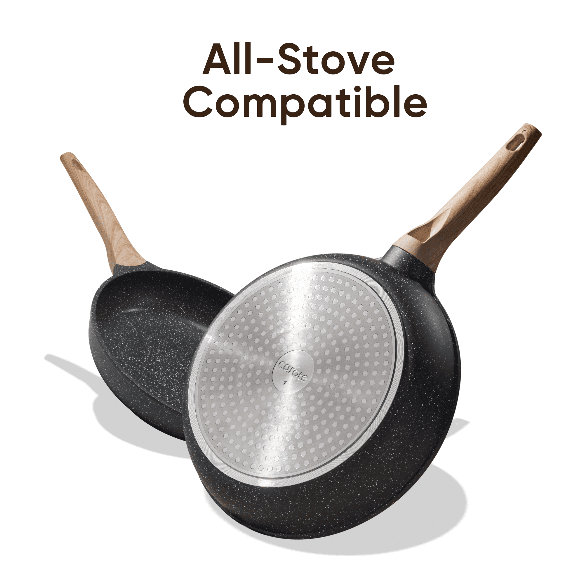 Carote 3-Piece Nonstick Frying Pan Set, 8", 9.5" & 11" Skillets, Induction Compatible Cookware