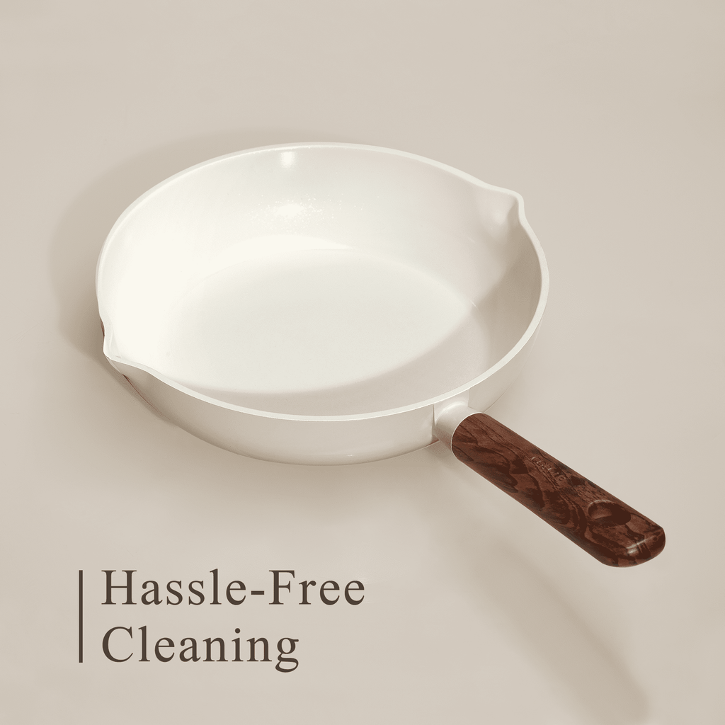 Carote 4-Piece Nonstick Frying Pan Set, 8"&9.5"&11" Skillets with Strainer Lid, White