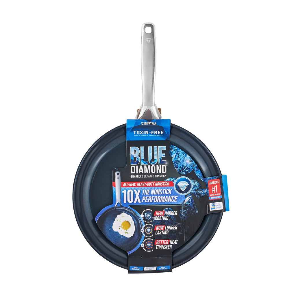 Blue Diamond Toxin Free Ceramic Nonstick Metal Utensil Open Frypan/Skillet, 12"