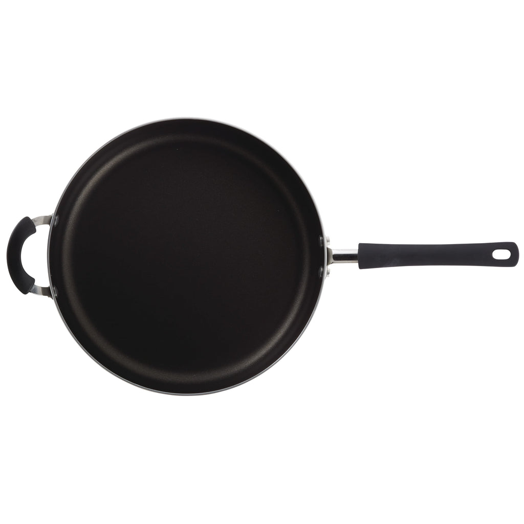 Farberware Easy Clean 6 Quart Nonstick Jumbo Cooker / Chef's Pan with Helper Handle and Glass Lid, Great for Family Meals, Dishwasher Safe, Black