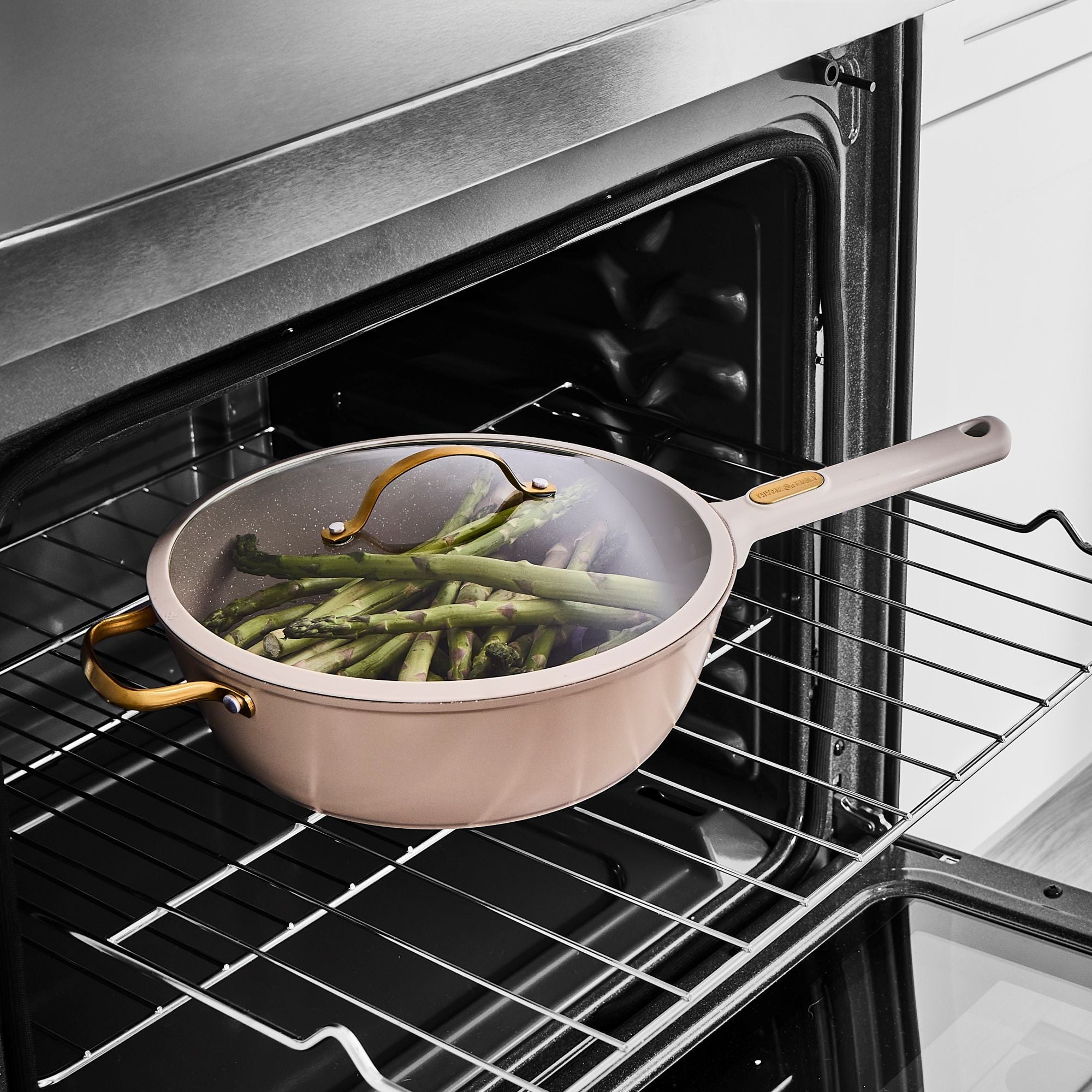 Thyme & Table 5-Quart Non-Stick Aluminum Sauté Pan - Taupe & Gold, Granite Collection