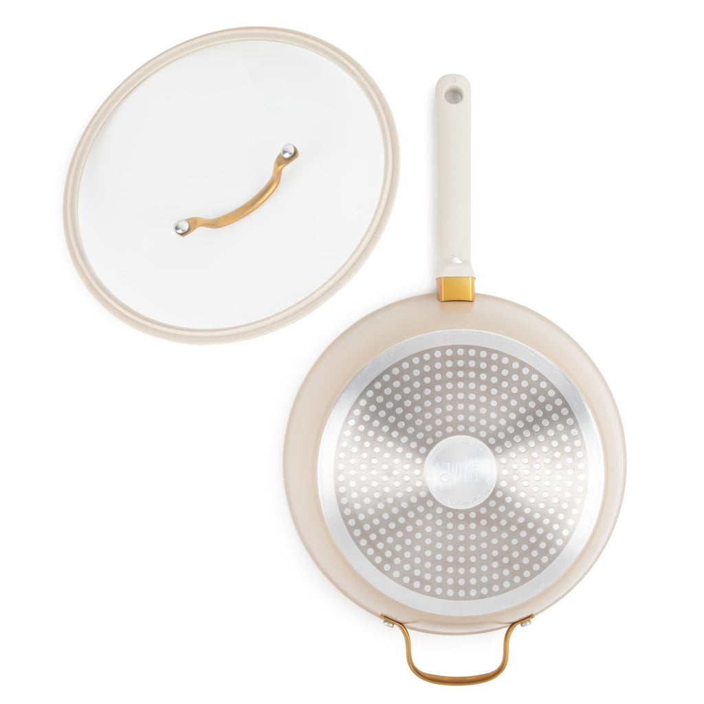 Thyme & Table 5-Quart Non-Stick Aluminum Sauté Pan - Taupe & Gold, Granite Collection