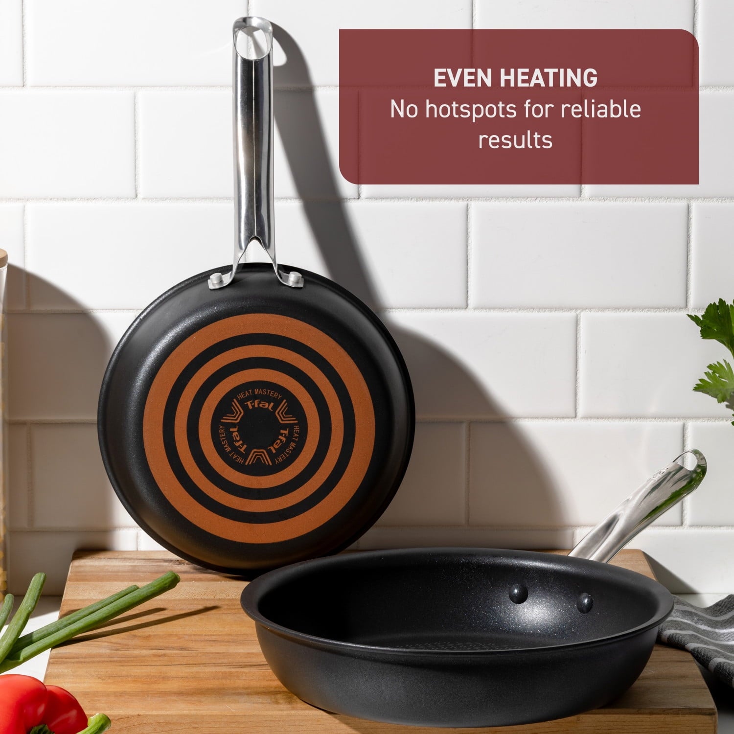 T-fal Cook & Strain Non-stick 2 Piece Frypan Set, 10 Inch and 11.5 Inch Frypans, Black