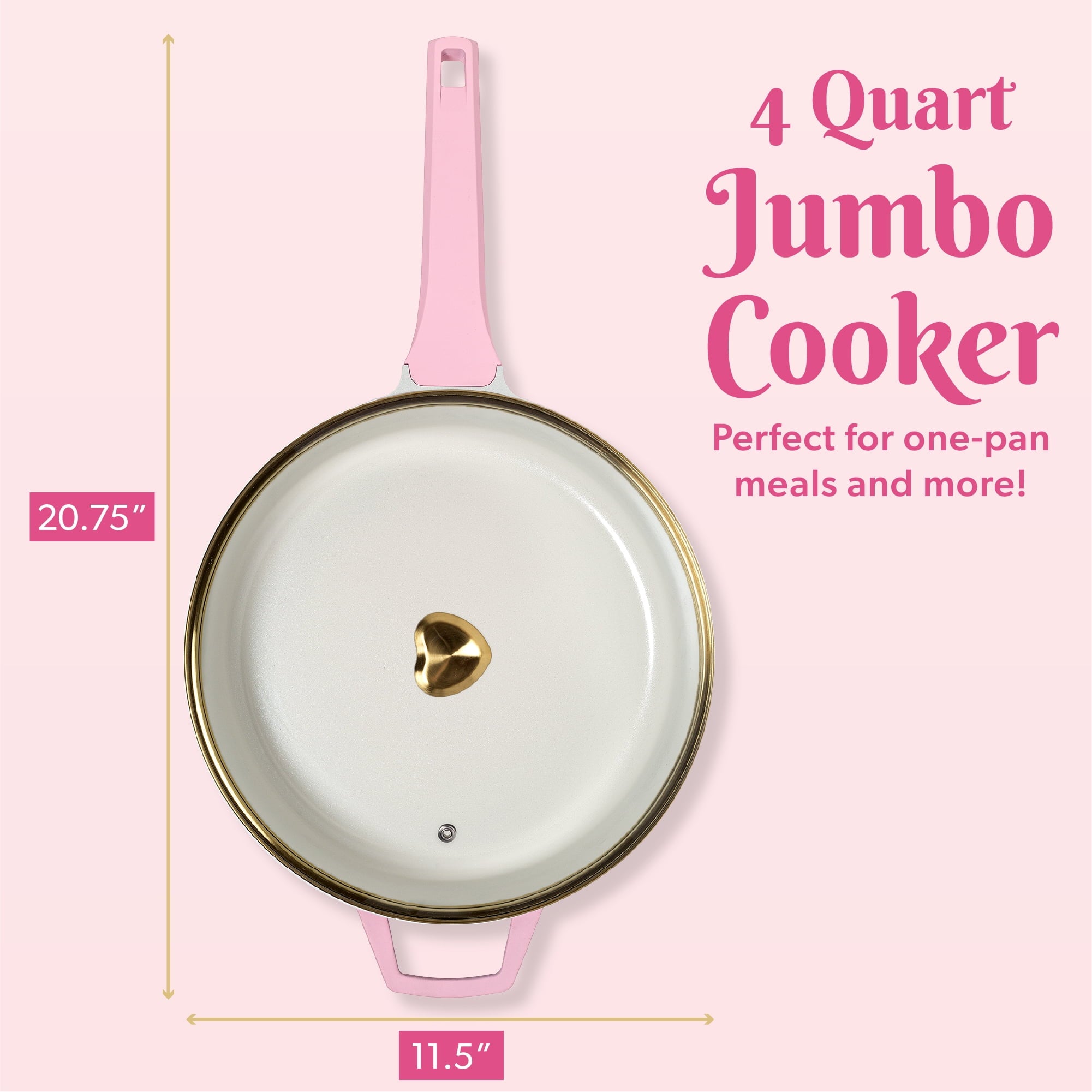 Paris Hilton 4 Quart Cast Aluminum Jumbo Cooker, Pink