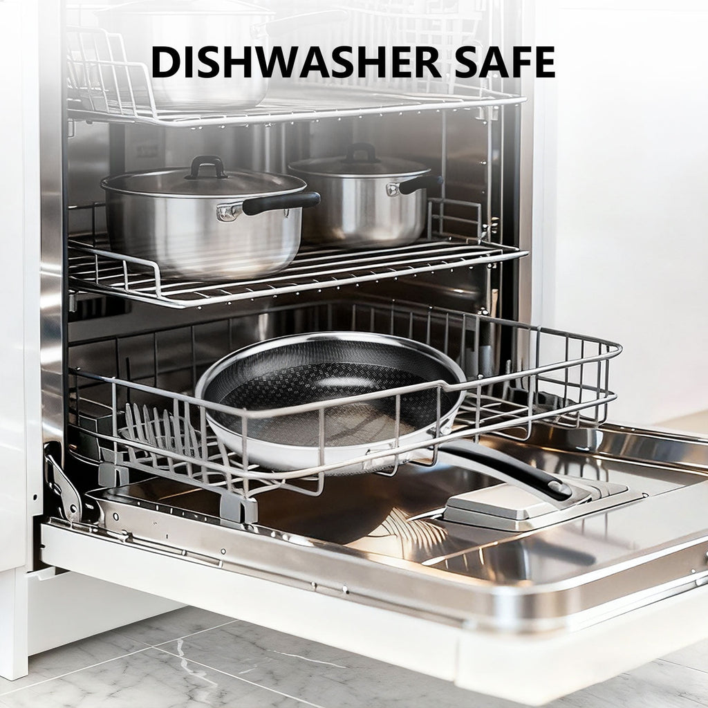 Ktaxon 10-Inch Stainless Steel Pan, Hybrid Nonstick Frying Pan, Skillet, 3-Ply Cookware, Dishwasher & Oven Safe