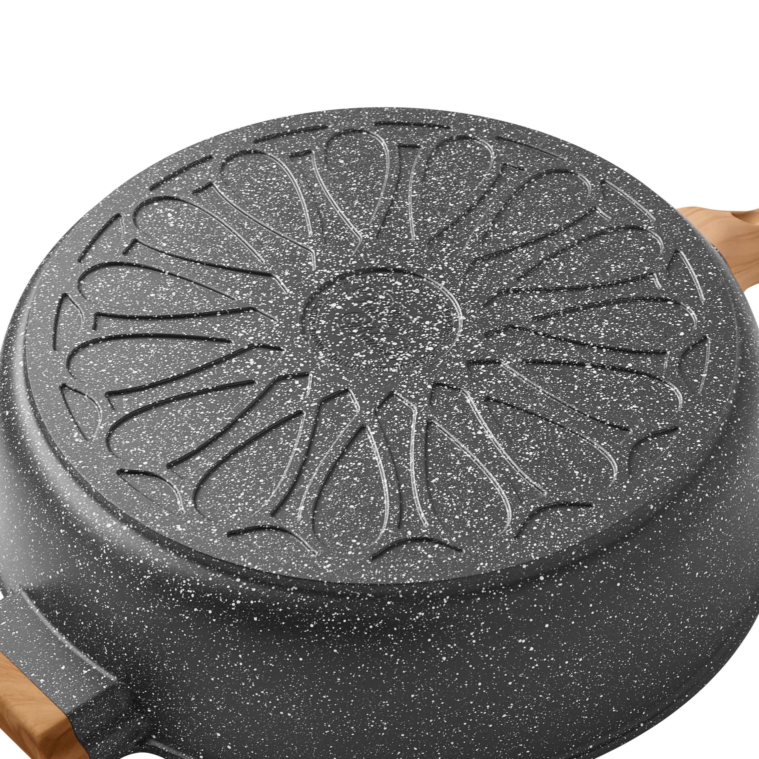 The Pioneer Woman Prairie Signature 6-Quart Cast Aluminum Jumbo Cooker Saute Pan, Charcoal Speckle