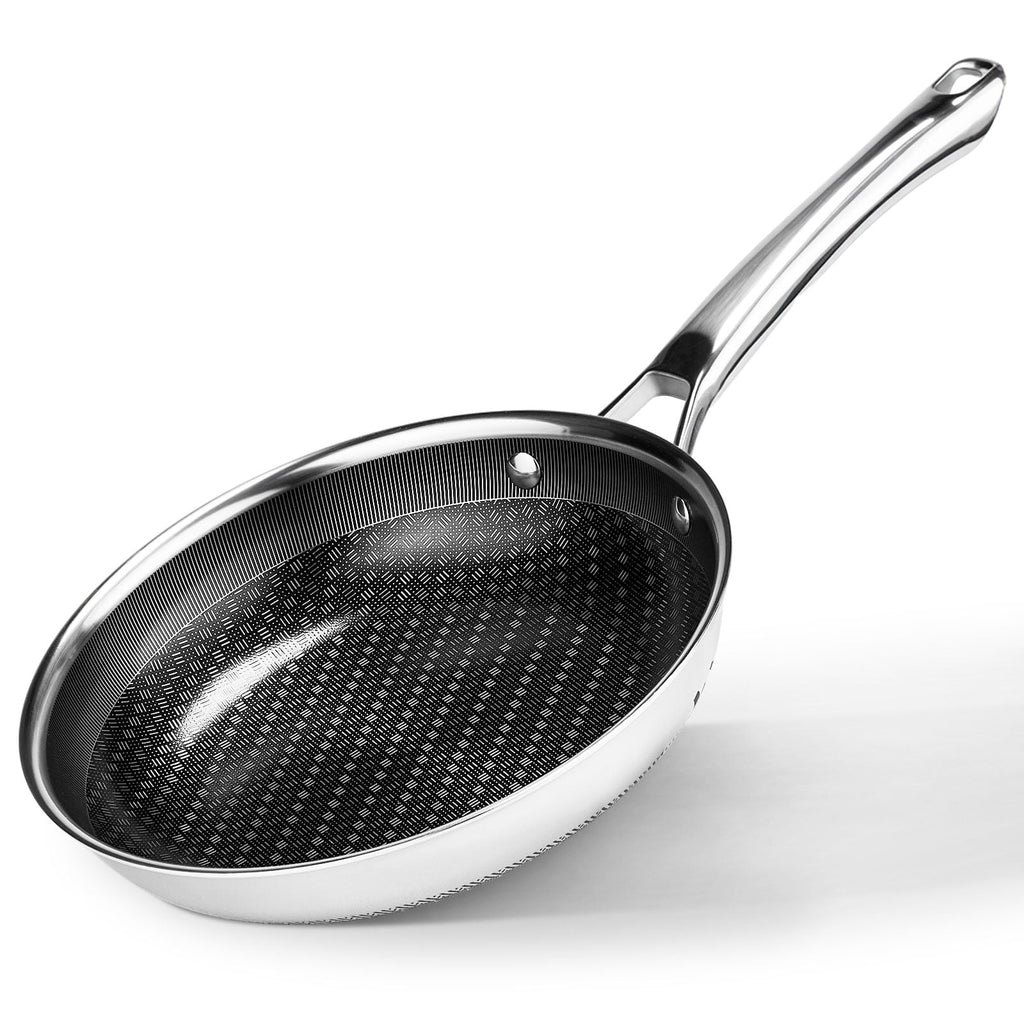 Ktaxon 10-Inch Stainless Steel Pan, Hybrid Nonstick Frying Pan, Skillet, 3-Ply Cookware, Dishwasher & Oven Safe
