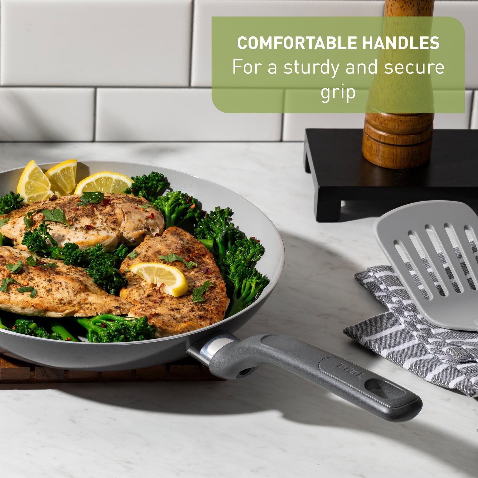 T-fal Easy Care Ceramic Non-Stick, 8 and 10.5 Inch Frypan Set, Grey