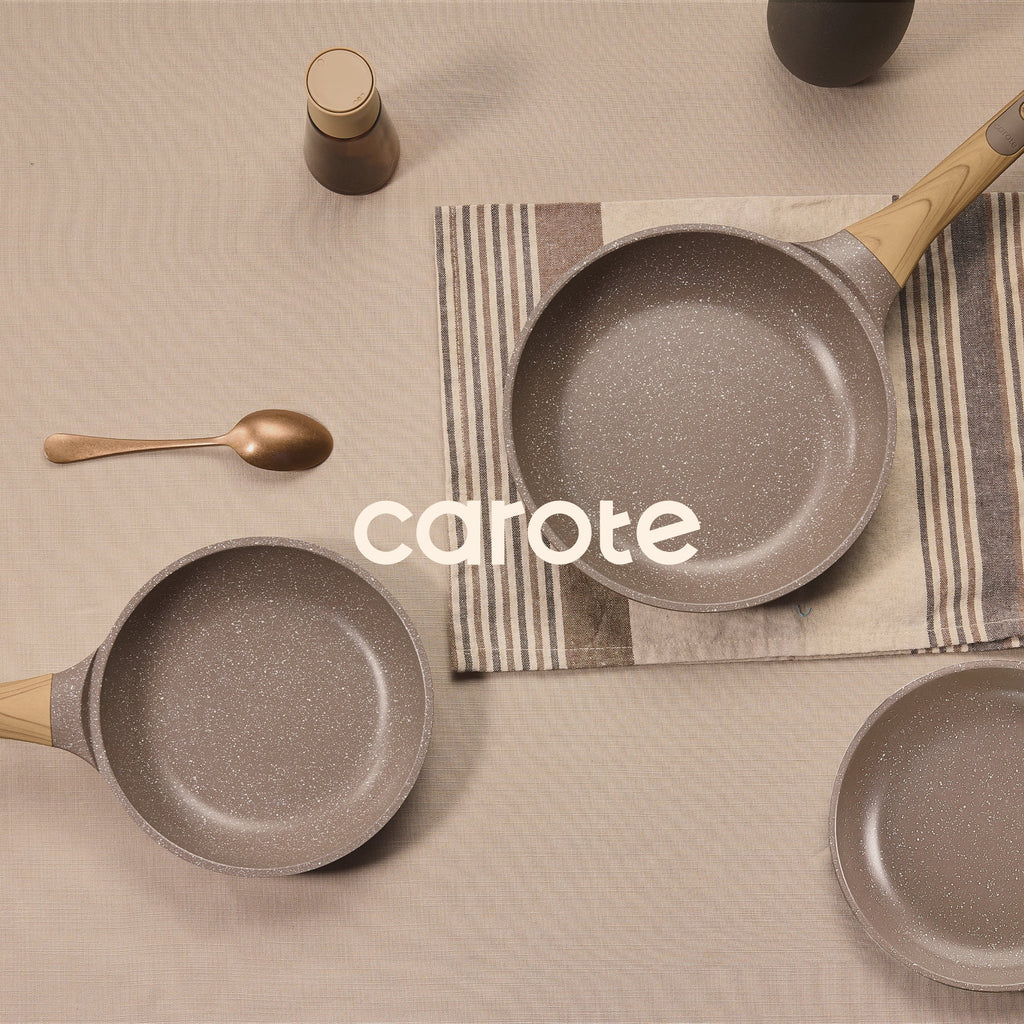 Carote 3-Piece Nonstick Frying Pan Set, 8", 9.5" & 11" Granite Skillets, Induction Cookware Essentials
