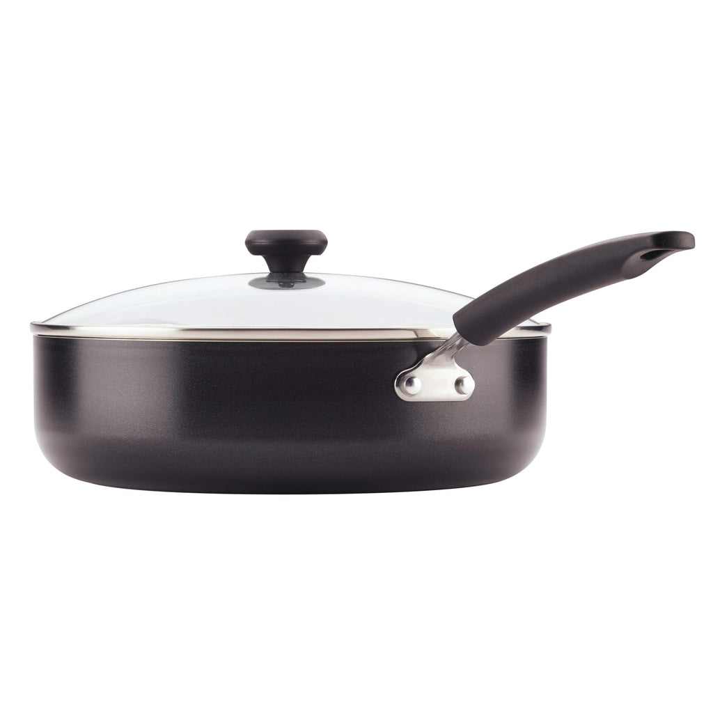 Farberware Easy Clean 6 Quart Nonstick Jumbo Cooker / Chef's Pan with Helper Handle and Glass Lid, Great for Family Meals, Dishwasher Safe, Black