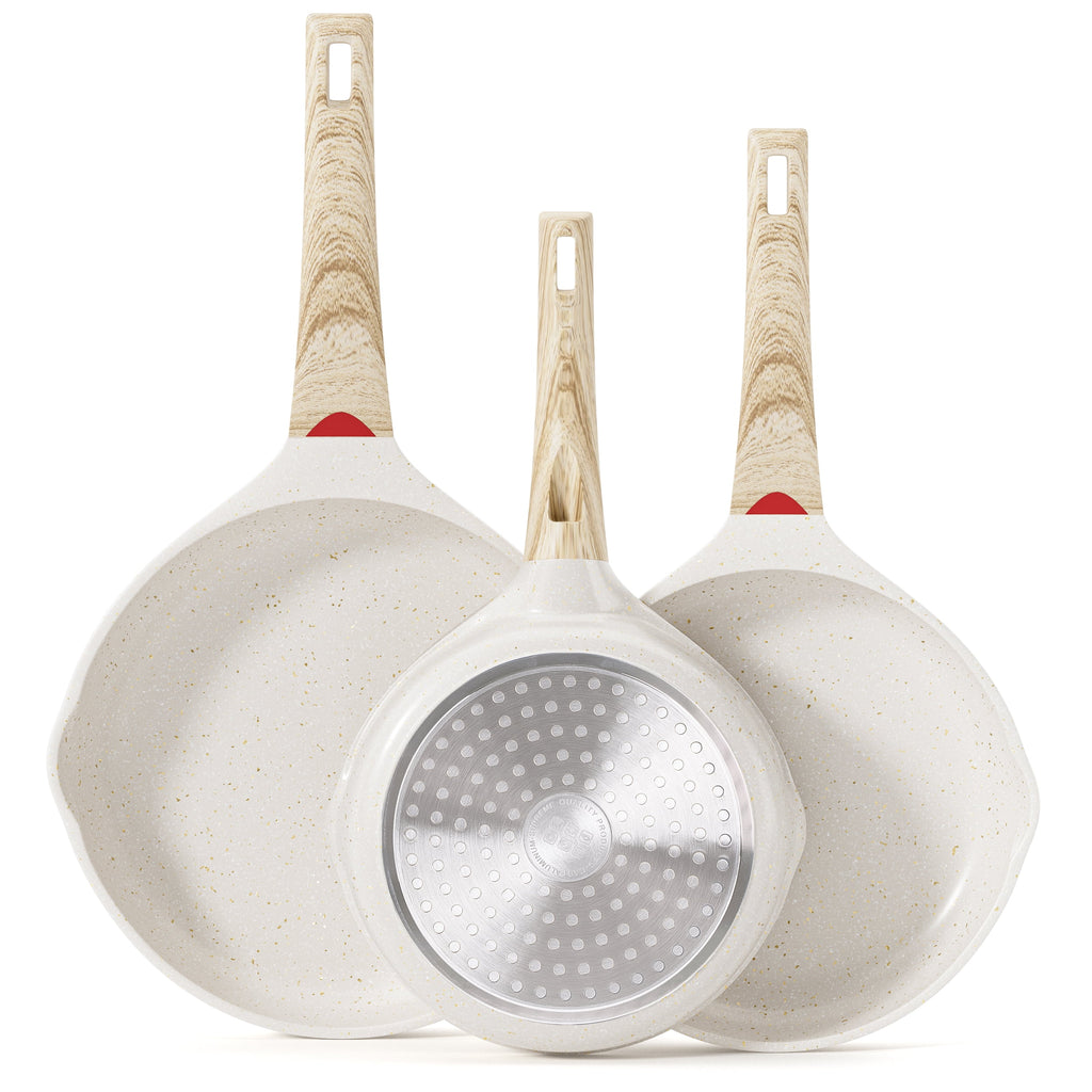 Caannasweis 3 Pieces Nonstick Frying Pan Set Granite Frying Pans and Skillets Aluminum Pan Set Kitchen Cooking Pans