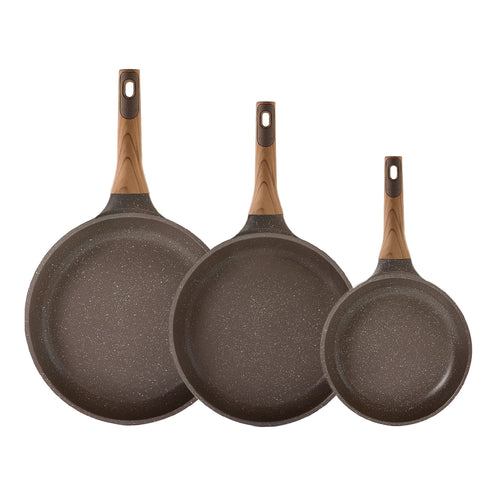 Carote 3-Piece Nonstick Frying Pan Set, 8", 9.5" & 11" Granite Skillets, Induction Cookware Essentials