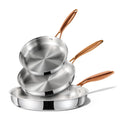Carote 3-Piece Tri-Ply Stainless Steel Frying Pan Set, 8''/10''/12'' Induction Compatible Skillets