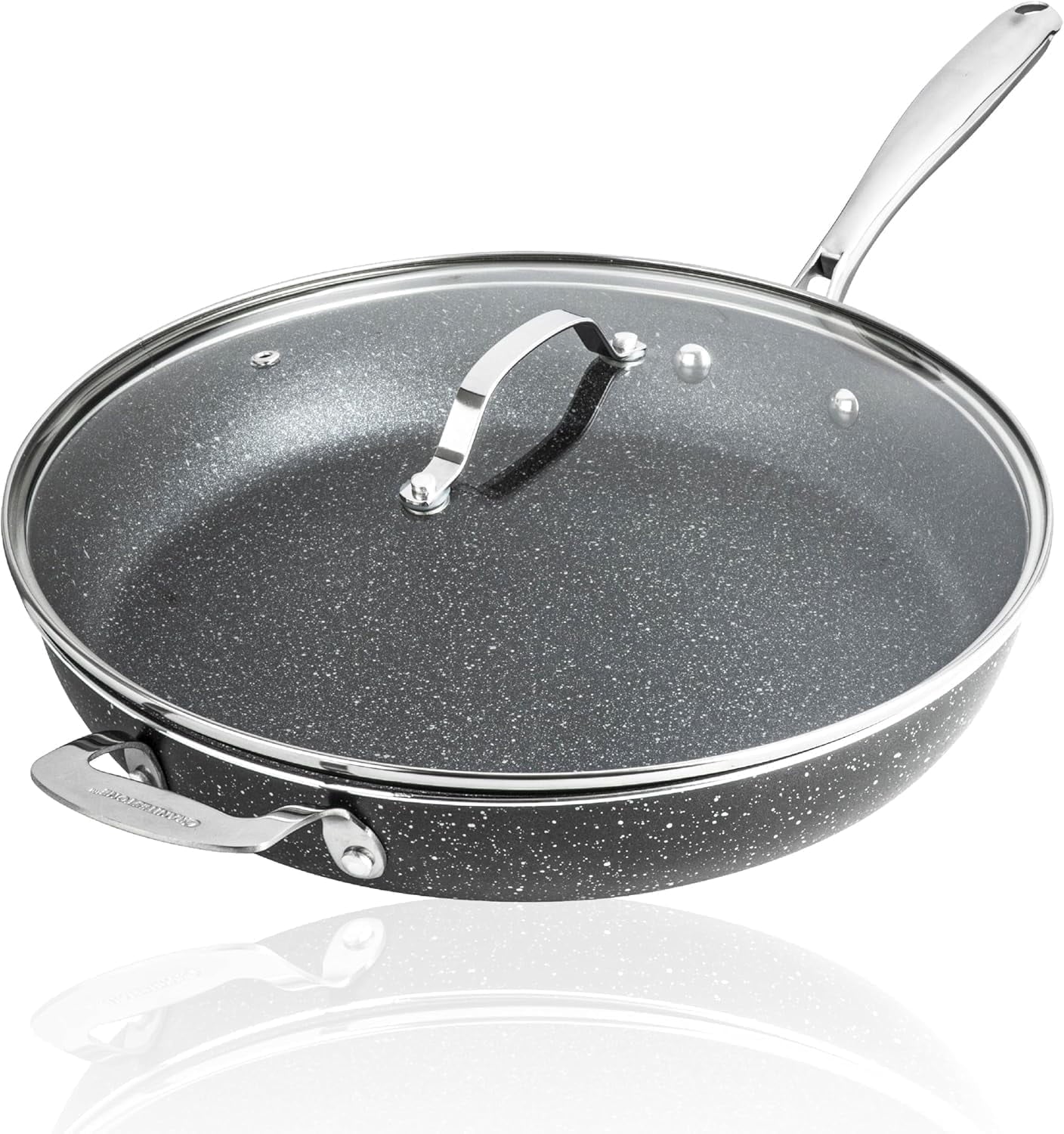 Granitestone 14 Inch Large Frying Pan with Lid, Ceramic Non Stick Frying Pans Skillet, Non Toxic Frying Pans Nonstick for Sauté & Cooking, Oven & Dishwasher Safe