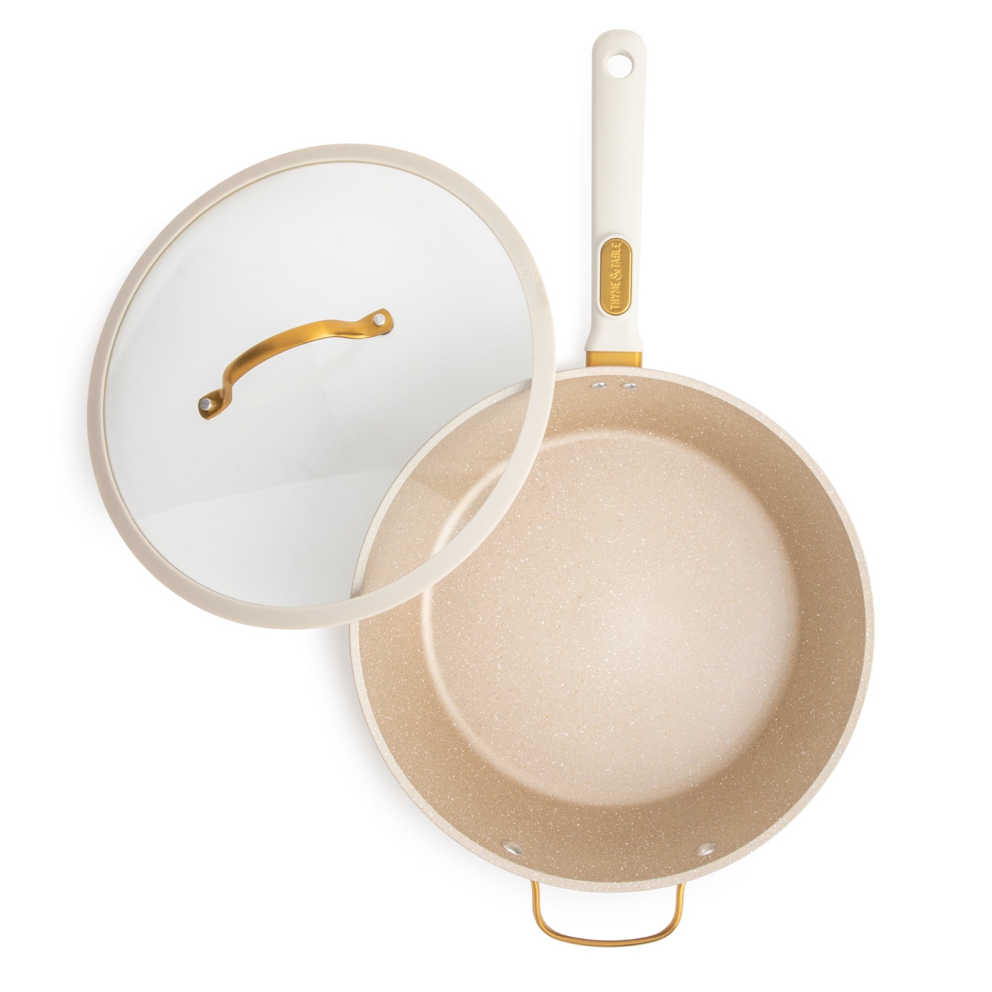 Thyme & Table 5-Quart Non-Stick Aluminum Sauté Pan - Taupe & Gold, Granite Collection