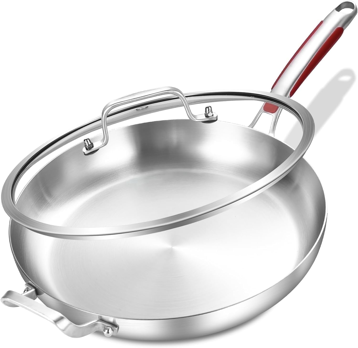 Inqibee Frying Pan with Lid Tri-Ply Stainless Steel,Detachable Handle,Induction Compatible 12 inch.