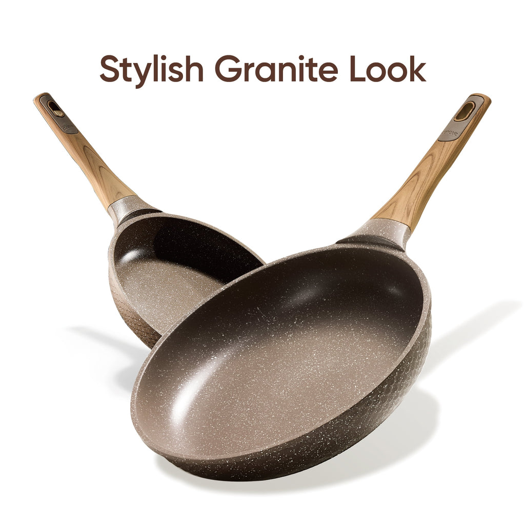 Carote 3-Piece Nonstick Frying Pan Set, 8", 9.5" & 11" Granite Skillets, Induction Cookware Essentials
