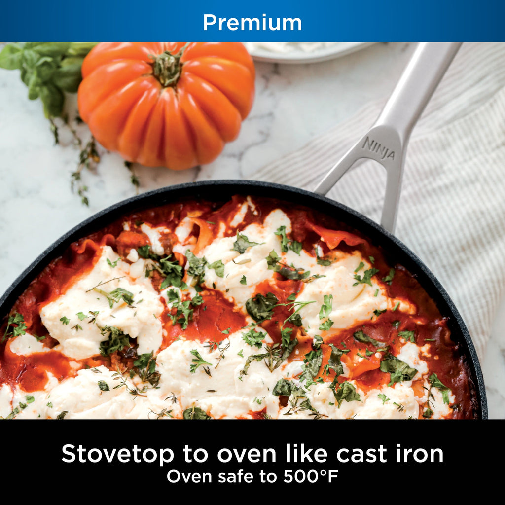 Ninja NeverStick Premium 12-inch Fry Pan, Hard-Anodized, Nonstick, Durable & Oven Safe to 500°F, Grey