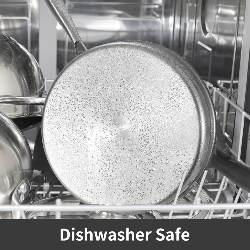 LOLYKITCH Tri-ply Stainless Steel 6QT Sauté Pan with Lid,12 inch Deep Frying Pan,Jumbo Cooker,Dishwasher and Oven Safe,Detachable Handle.