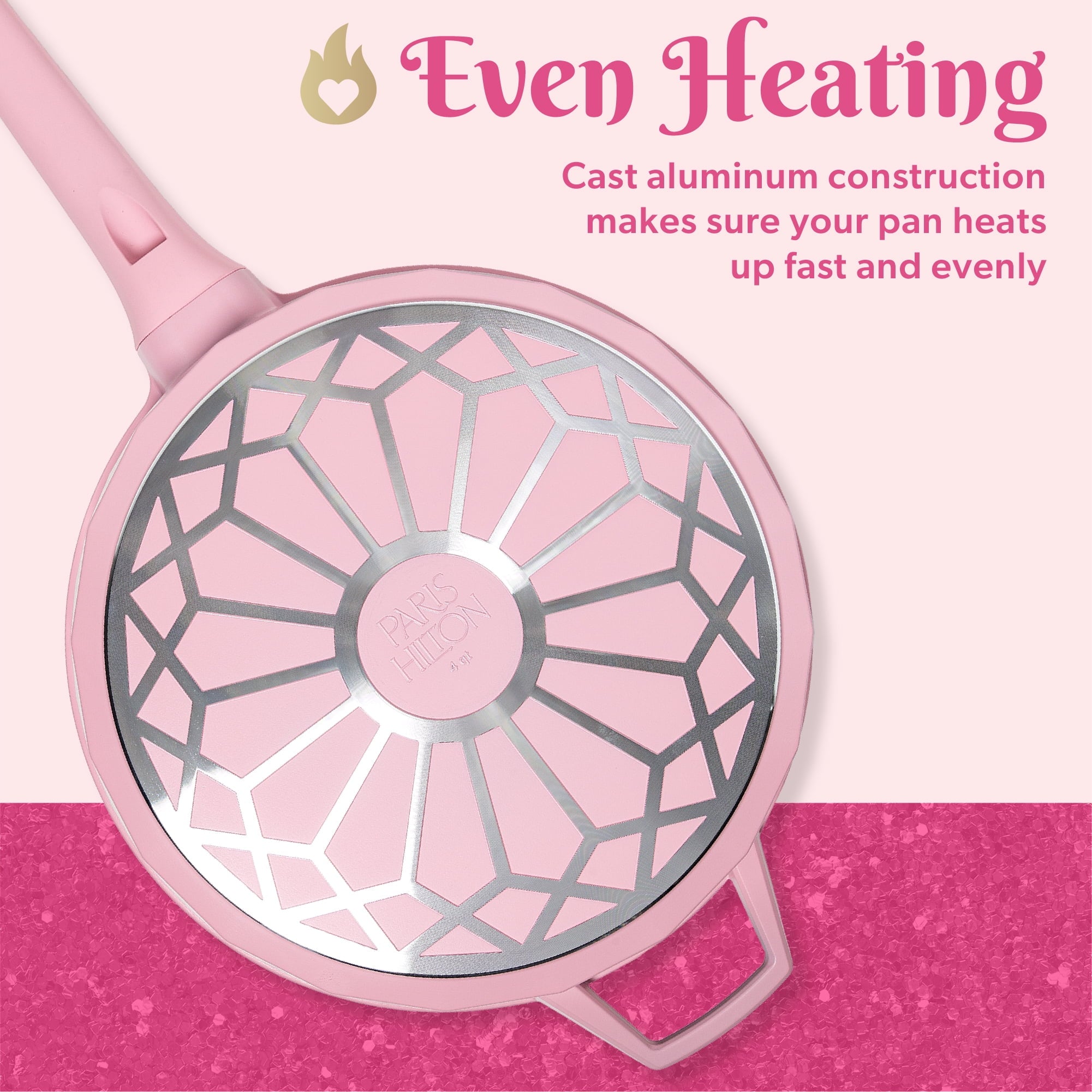 Paris Hilton 4 Quart Cast Aluminum Jumbo Cooker, Pink