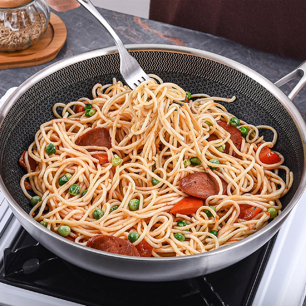 LOLYKITCH Tri-ply Hybrid Non-Stick Frying Pan with Lid,12 inch Skillet,Induction Cooking Pan,Dishwasher and Oven Safe,Detachable Handle.