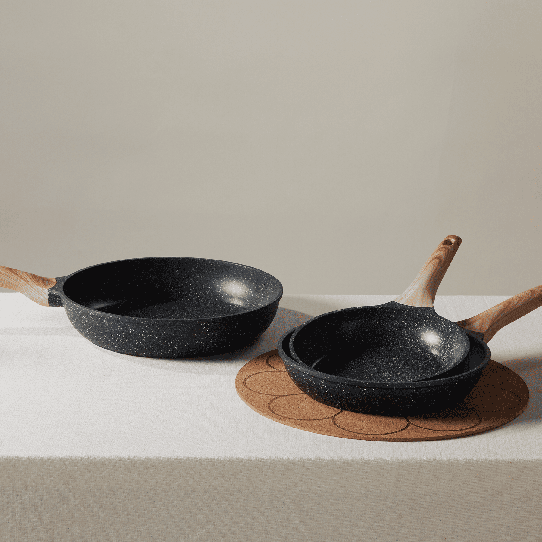 Carote 3-Piece Nonstick Frying Pan Set, 8", 9.5" & 11" Skillets, Induction Compatible Cookware