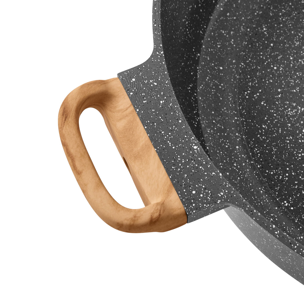 The Pioneer Woman Prairie Signature 6-Quart Cast Aluminum Jumbo Cooker Saute Pan, Charcoal Speckle